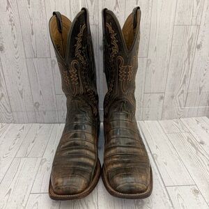 Lucchese Cowboy CY7312 Men’s Western Boots – Brown Caiman Belly – 10D – W Toe